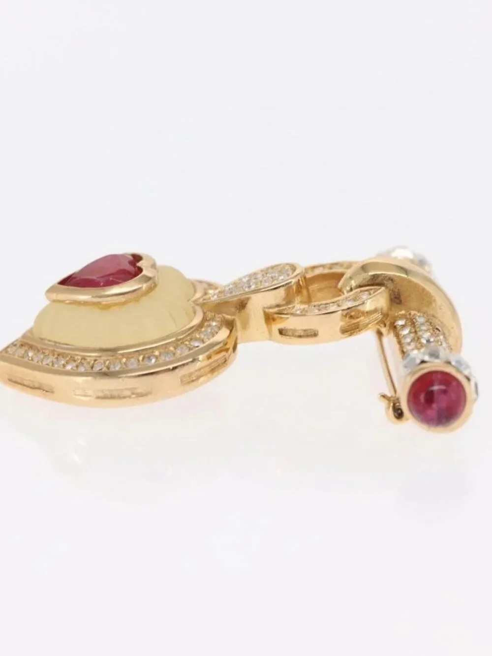 Christian Dior Earring Brooch metal Gold Tone Auth 169930V